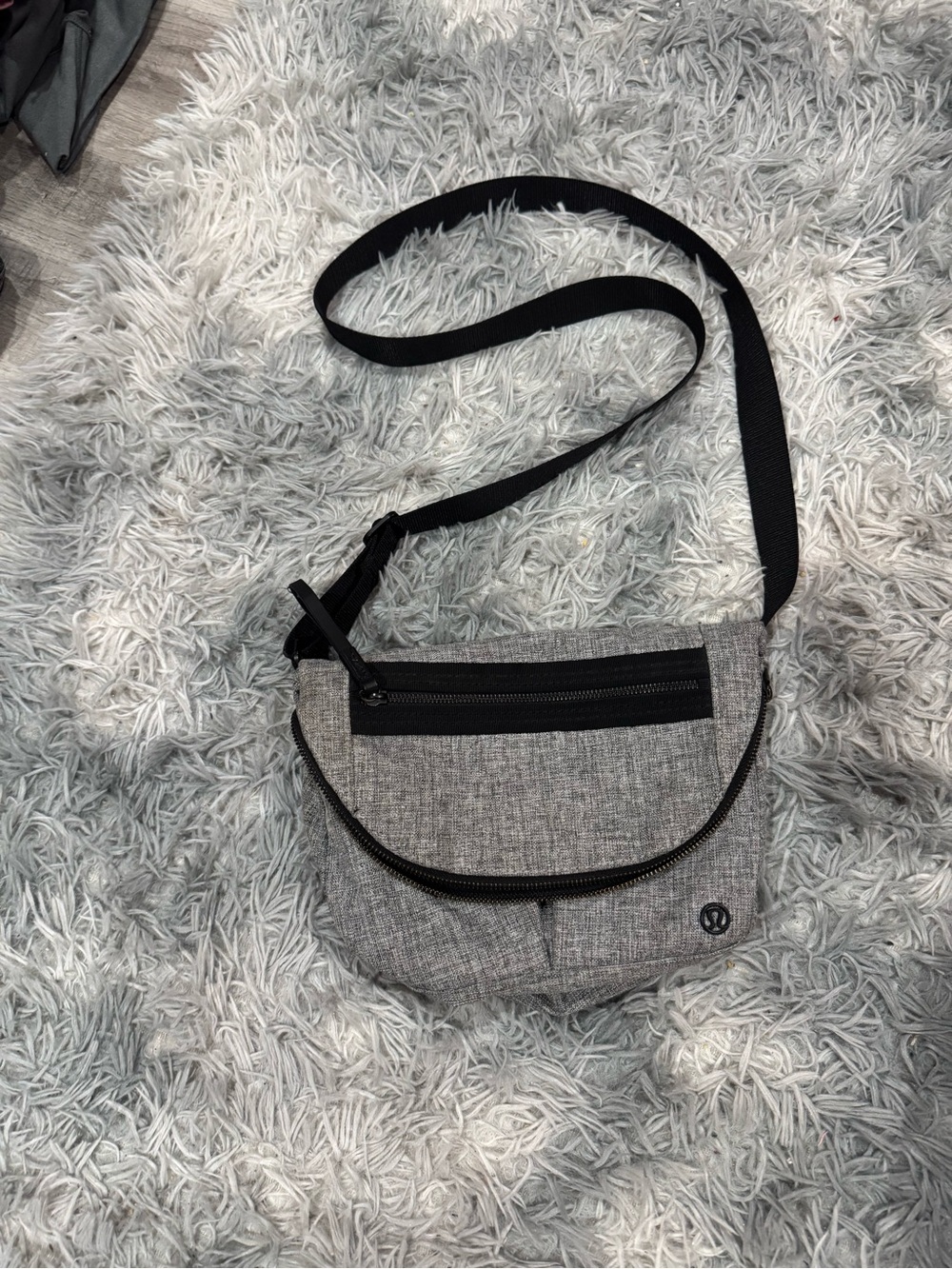 lululemon athletica Gray Crossbody Bag with Black Trim